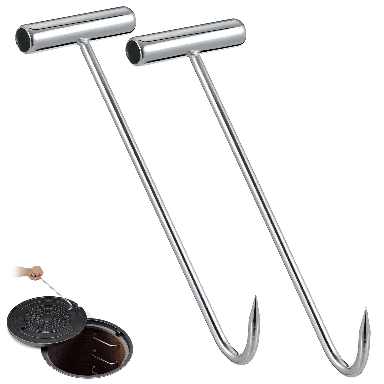 Manhole Cover Lifting - 2 Pcs Manhole Cover Hooks Manhole