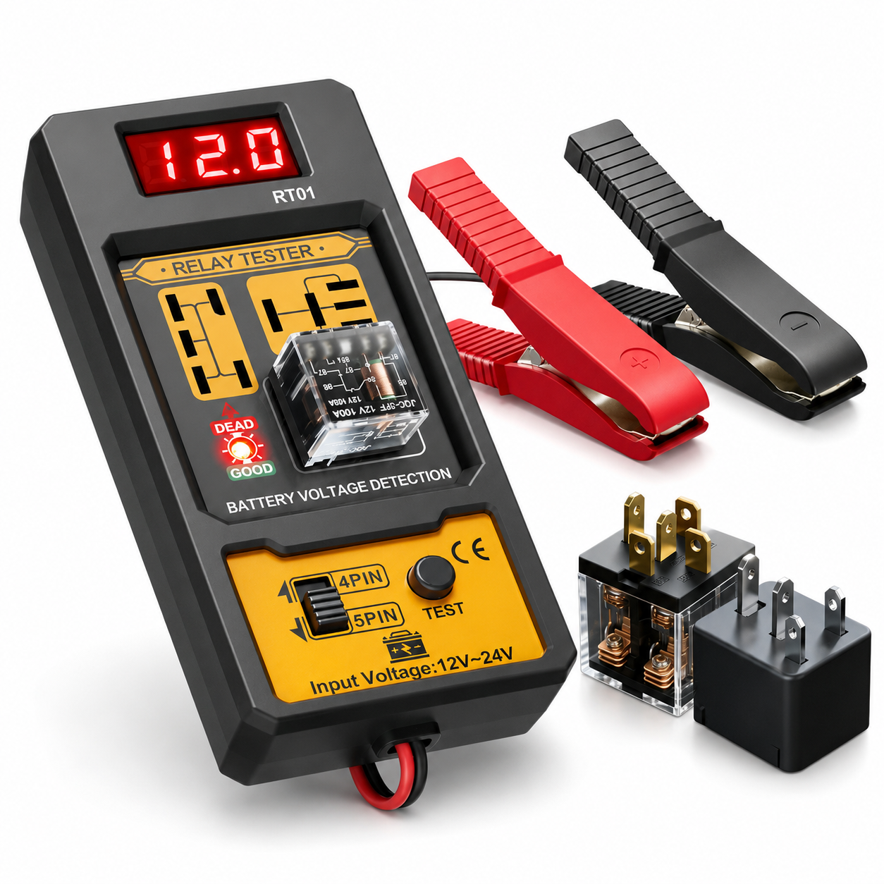 Heavy Equipment Diagnostic Tool - RT01 Car Relay Tester with Battery
