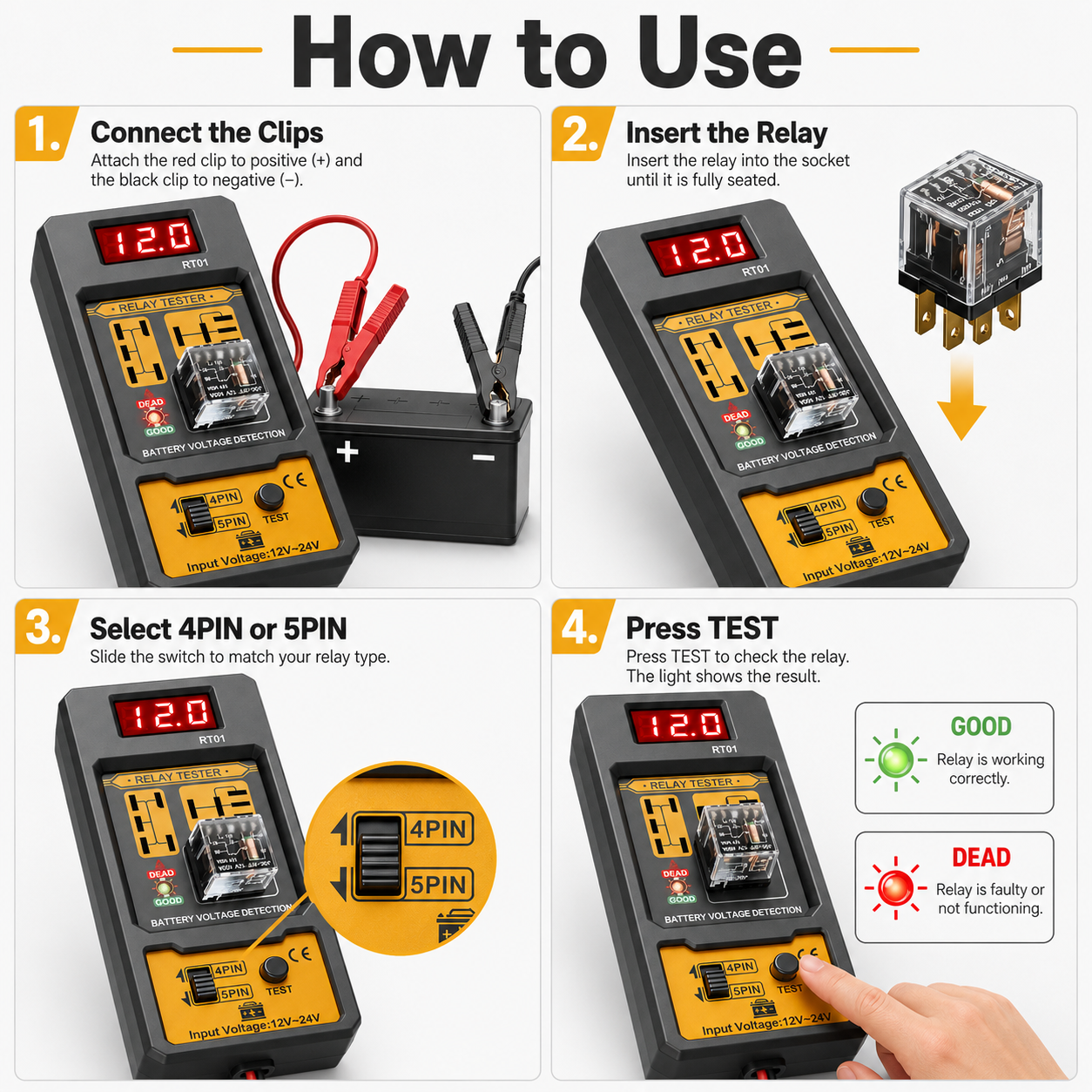 RT01 Car Relay Tester with Bat - Heavy Equipment Diagnostic Tool 评论和价格