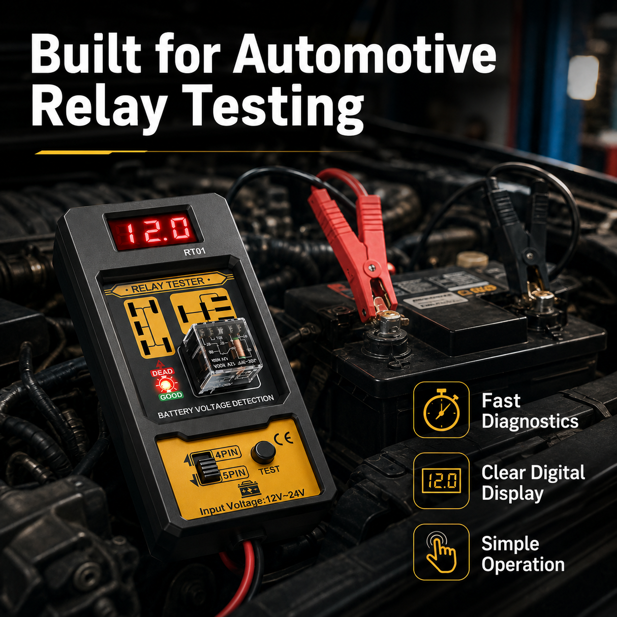 RT01 Car Relay Tester with Bat - Heavy Equipment Diagnostic Tool 评论和价格